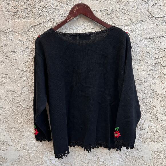Vintage Arriviste Christmas Cardigan Sweater Beaded Embroidered Womens 14/16 - Picture 2 of 4